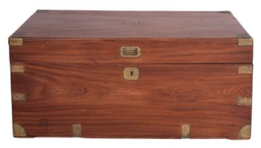 A camphor wood and brass bound trunk, probably Anglo-Indian,