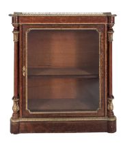 A Victorian walnut, glazed and gilt metal mounted pier cabinet,