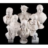 A collection of eight 19th/early 20th century English and Continental Parian portrait busts