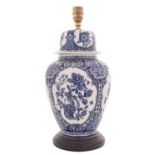 A blue and white Delft lamp, modern 50cm.