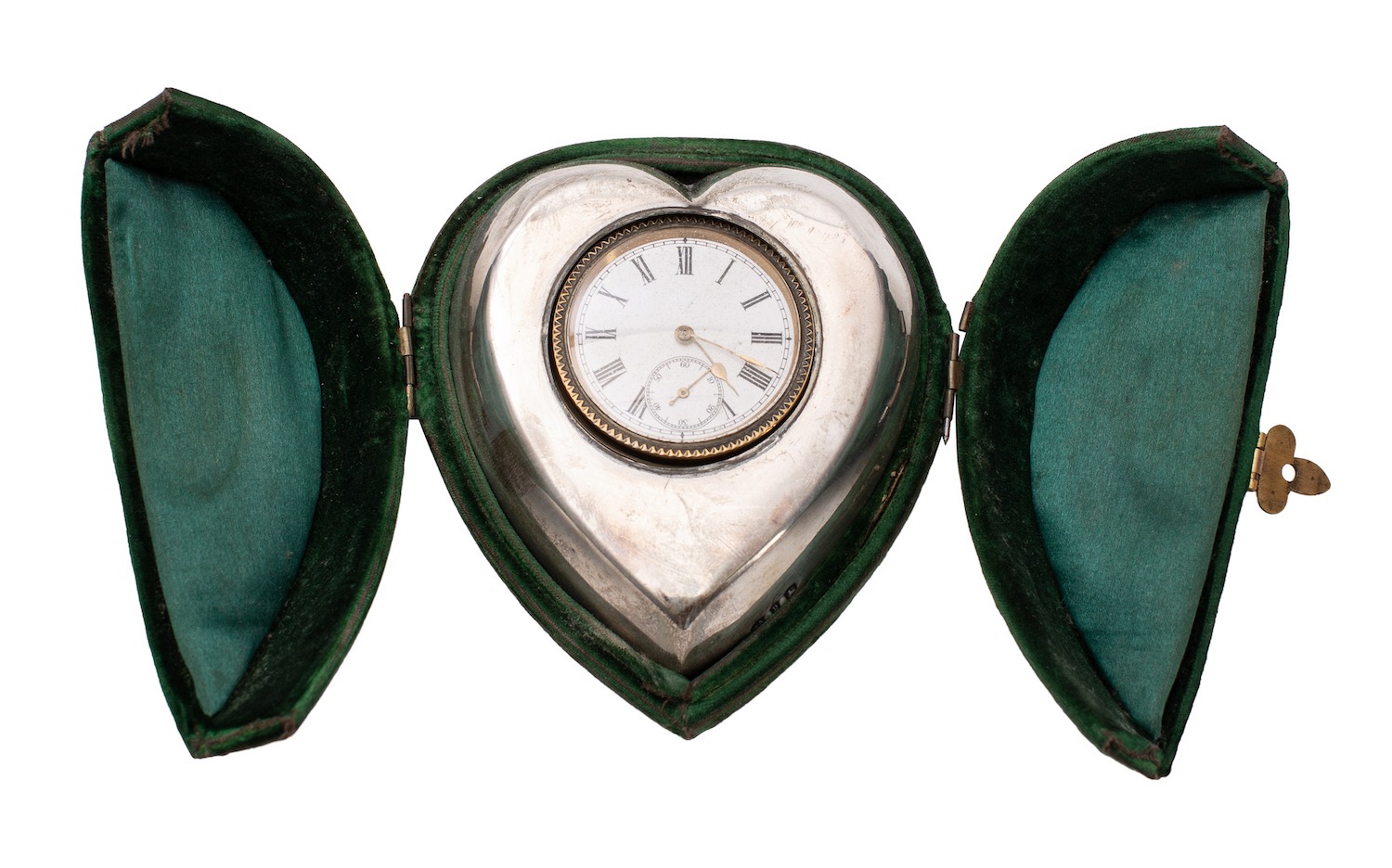 A heart-shaped silver mounted easel clock having an eight-day duration timepiece movement, - Image 2 of 3