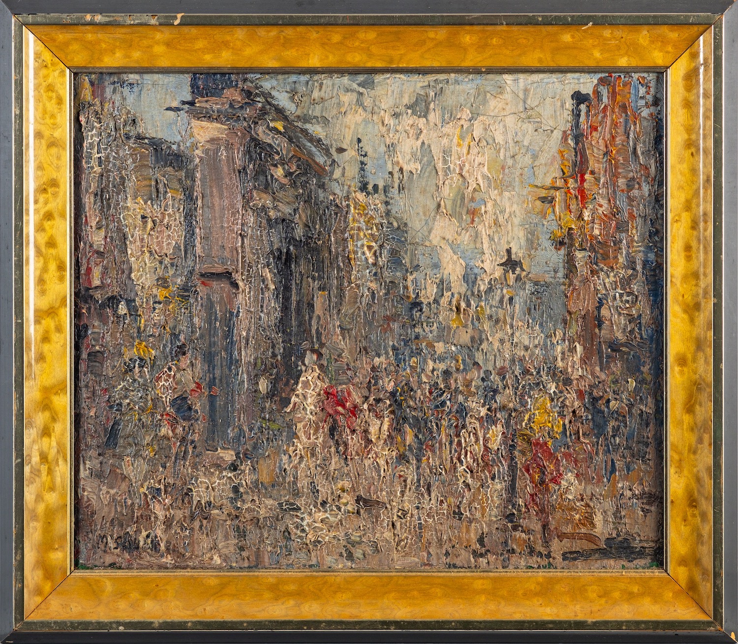 French School, 20th Century Street Scene Oil on canvas 26.5 x 31. - Image 2 of 2