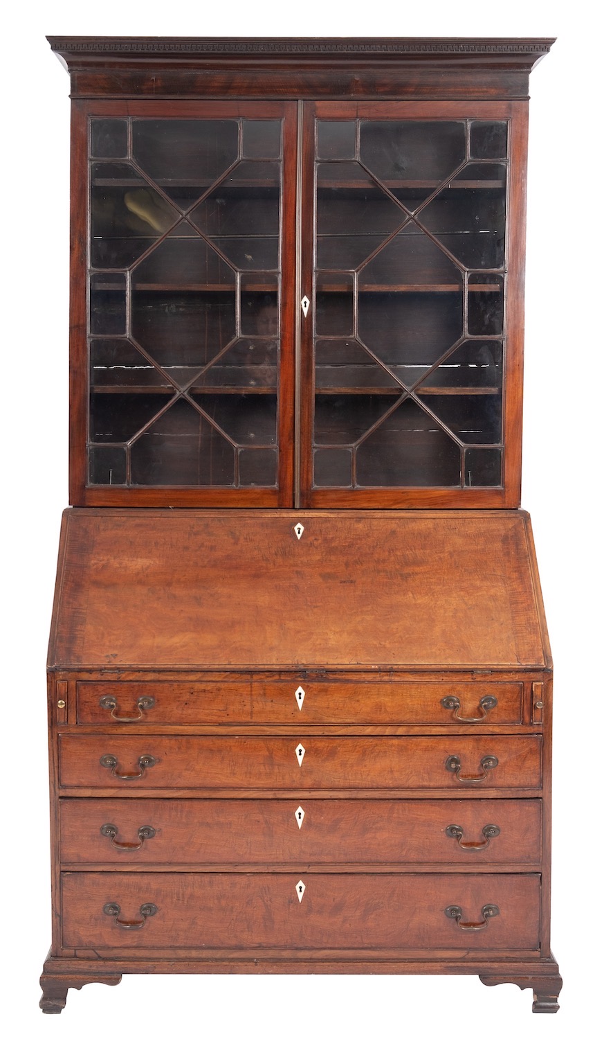 A George III mahogany bureau bookcase,