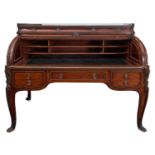 A mahogany and gilt metal mounted cylinder bureau with ormulu mounts in Louise XV Transitional