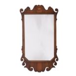 A walnut and marquetry framed wall mirror in George I style,