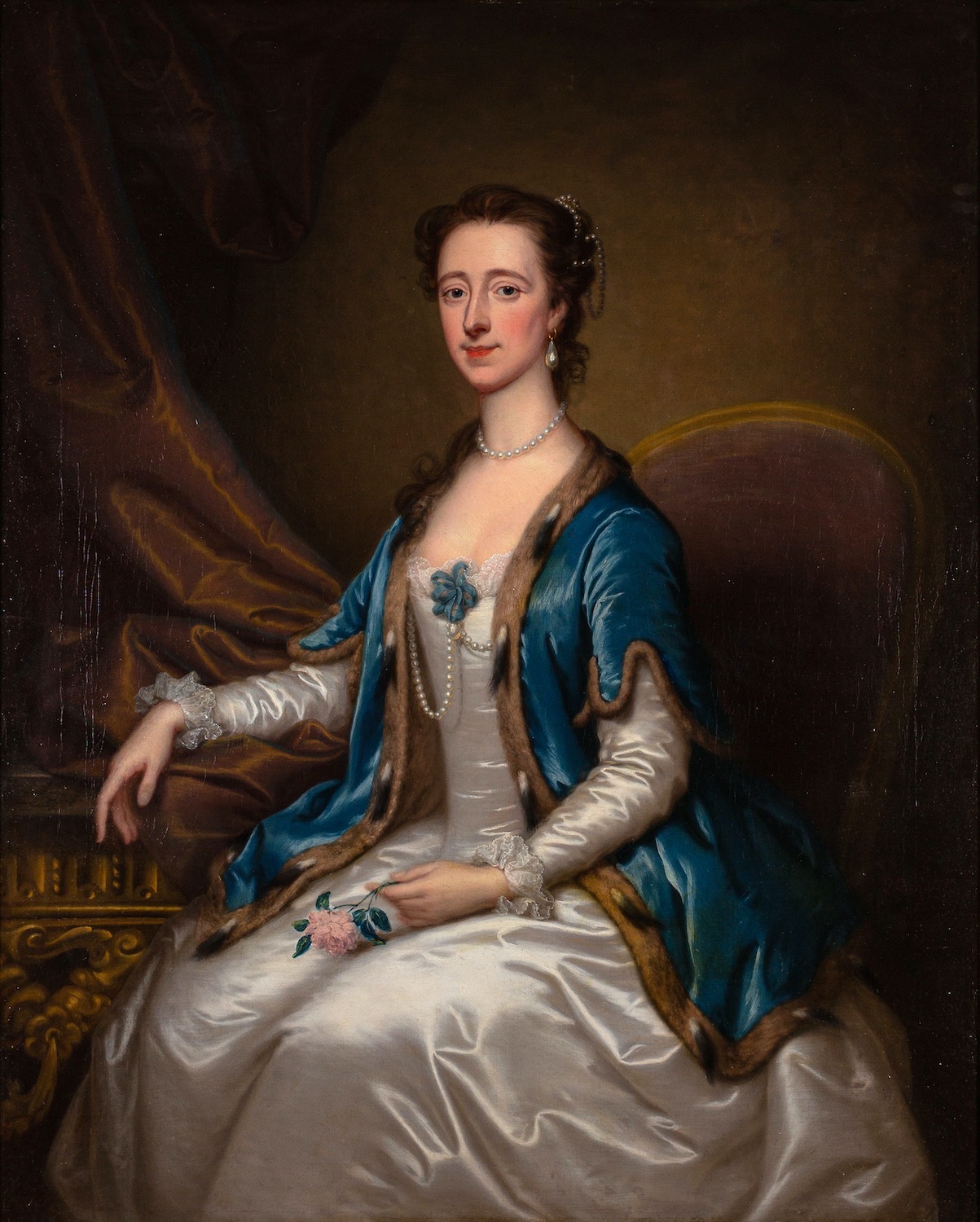 Continental School, 18th Century Portrait of a lady, seated,