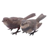 A small Austrian cold painted bronze group of two birds,