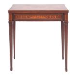 A Dutch marquetry inlaid walnut tea table,