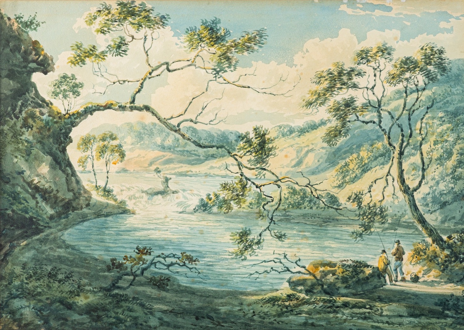 Circle of John Laporte (British, 1761-1839) An upland river scene, - Image 2 of 3