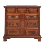 A Dutch oak, walnut and parquetry chest of drawers in 17th century taste,