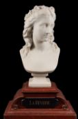 Eugene Antoine Aizelin, (French 1821-1902), a sculpted white marble bust of a maiden, La Reverie,