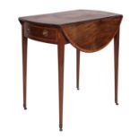 A George III mahogany and marquetry oval Pembroke table,