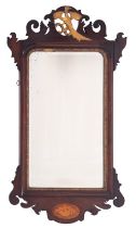 A mahogany and marquetry framed wall mirror in George I style,