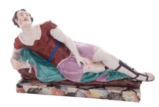 A Staffordshire pearlware figure of Mark Anthony probably Enoch Wood modelled recumbent,