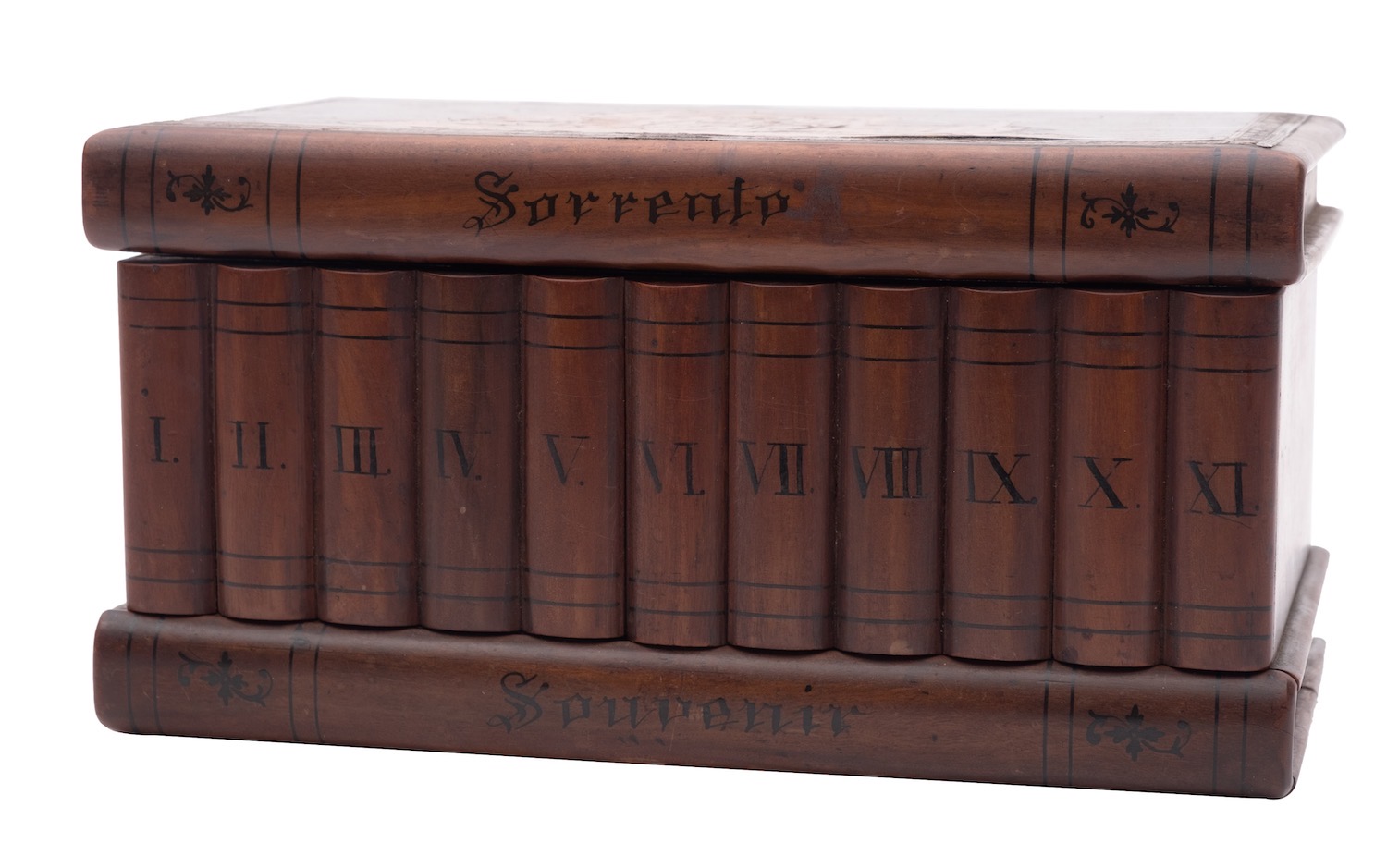 A Sorrentoware olivewood and marquetry novelty box, - Image 2 of 2