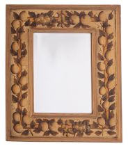 A painted wood framed rectangular wall mirror,
