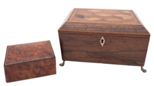 A Regency rosewood and specimen wood work box; circa 1815;