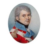 British School, 19th Century A portrait miniature of an Officer in a red tunic,