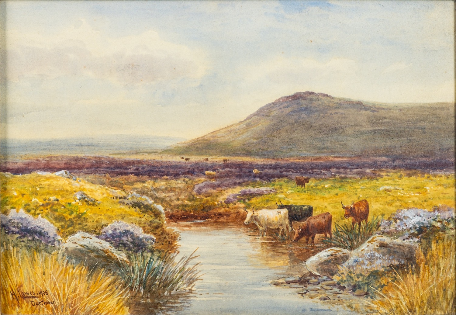 Harold Lawes (British, 1865 - 1940) Dartmoor Watercolour 25 x 37cm Signed, dated 1905, - Image 2 of 4