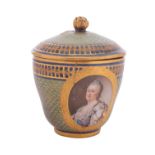 A Russian Imperial Porcelain-Factory cup and cover painted with a portrait of Catherine the Great