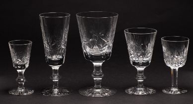 A suite of Edinburgh Crystal glasses in the Star of Edinburgh pattern, comprising seventeen flutes,