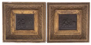 A pair of Continental patinated bronze plaquettes, possibly depicting scenes from the Odyssey,