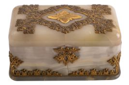 An onyx and gilt metal mounted jewellery casket,