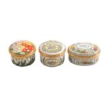 A group of three Halcyon Days enamel boxes including 'Happy Birthday' and '1983',