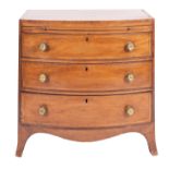A George IV mahogany and banded bow front chest of drawers,