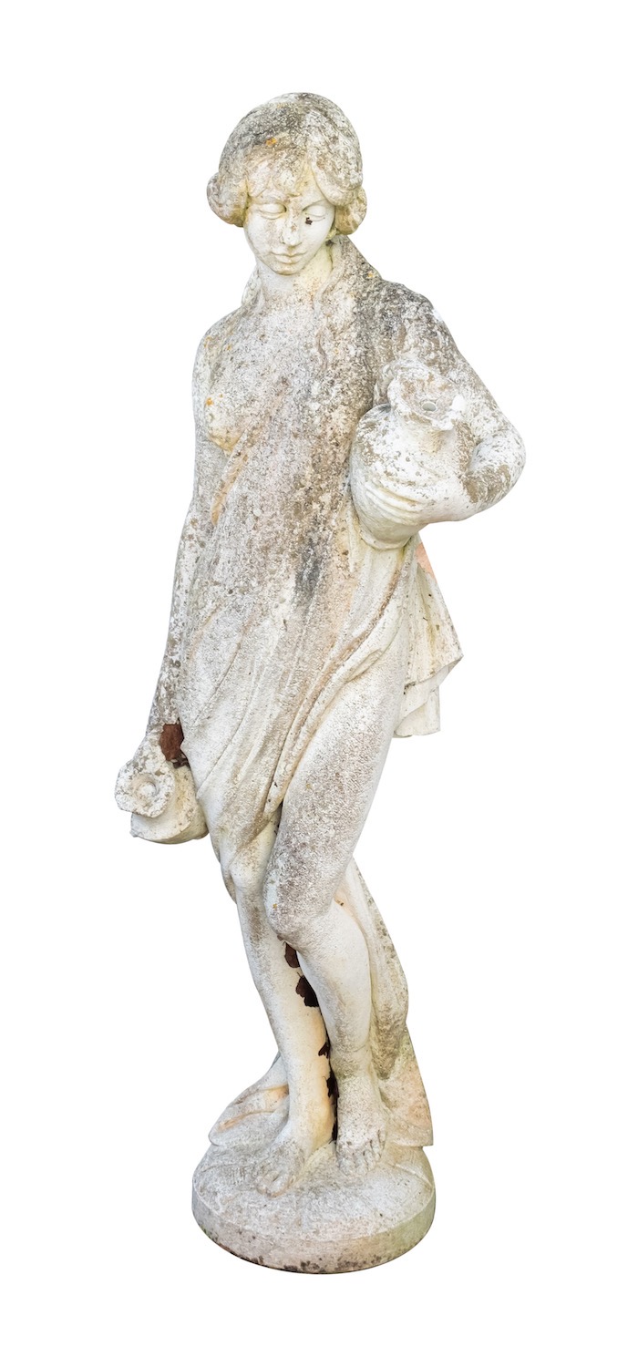 A stone composition model of a maiden with hydriai,