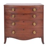 A Regency mahogany bowfront chest of drawers, probably Channel Islands,