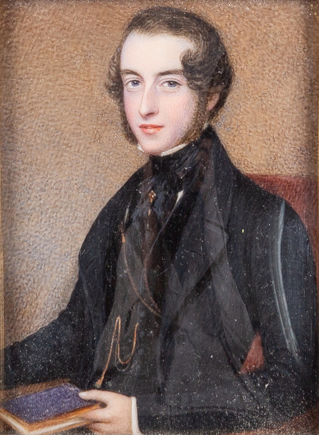 British School, 19th Century A portrait miniature of a young man in black, - Image 2 of 4