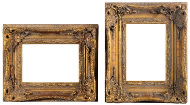 Three ornate gilt wood and composite frames The largest 37 x 33 x 8cm