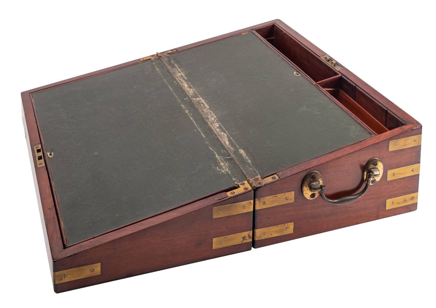 A George III mahogany and brass bound writing slope, circa 1800; of typical form, - Image 2 of 2