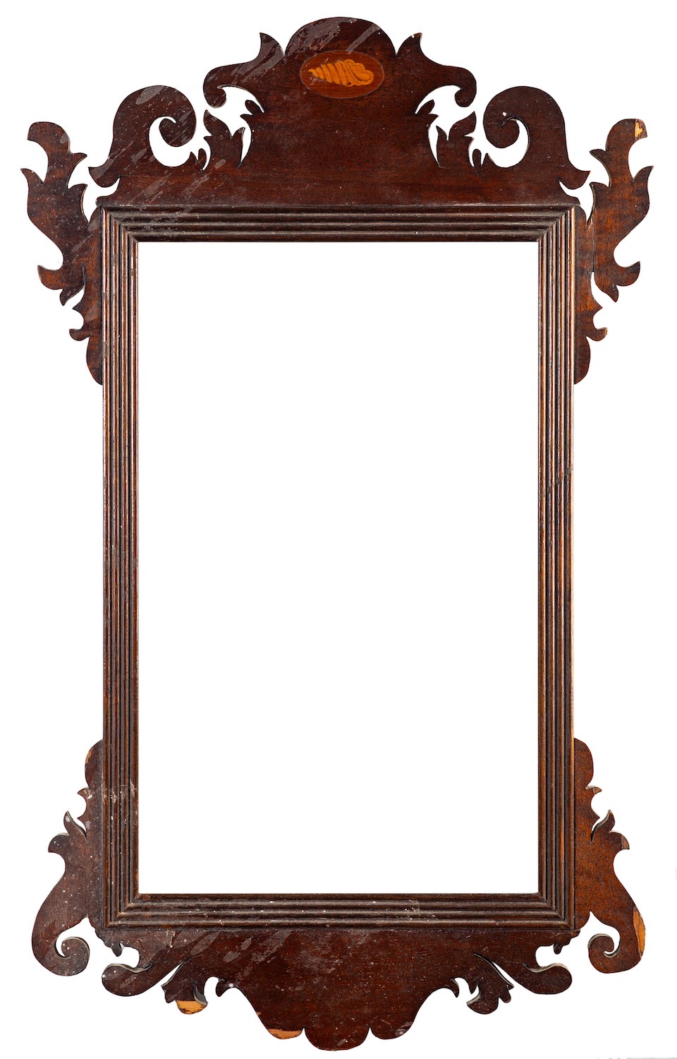 A Regency fretwork and inlaid frame 61 x 38 x 1cm overall Together with a plain frame of similar - Image 3 of 3
