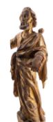 A Continental carved, gilt and polychrome wood model of Saint Paul the Apostle,