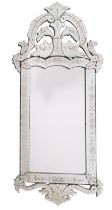 A pair of etched glass wall mirrors in Venetian style,
