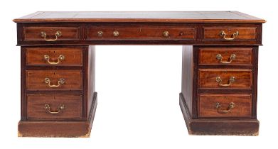 A mahogany pedestal desk in George III style,