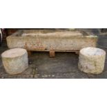 A rough hewn limestone trough, 18th / 19th century; of rectangular form,