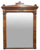 A Victorian oak framed overmantel mirror in Aesthetic style,