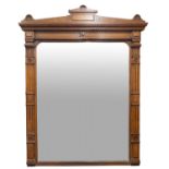 A Victorian oak framed overmantel mirror in Aesthetic style,