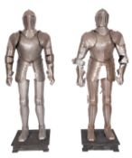A near pair of metal suits of armour in Italian 16th century style,