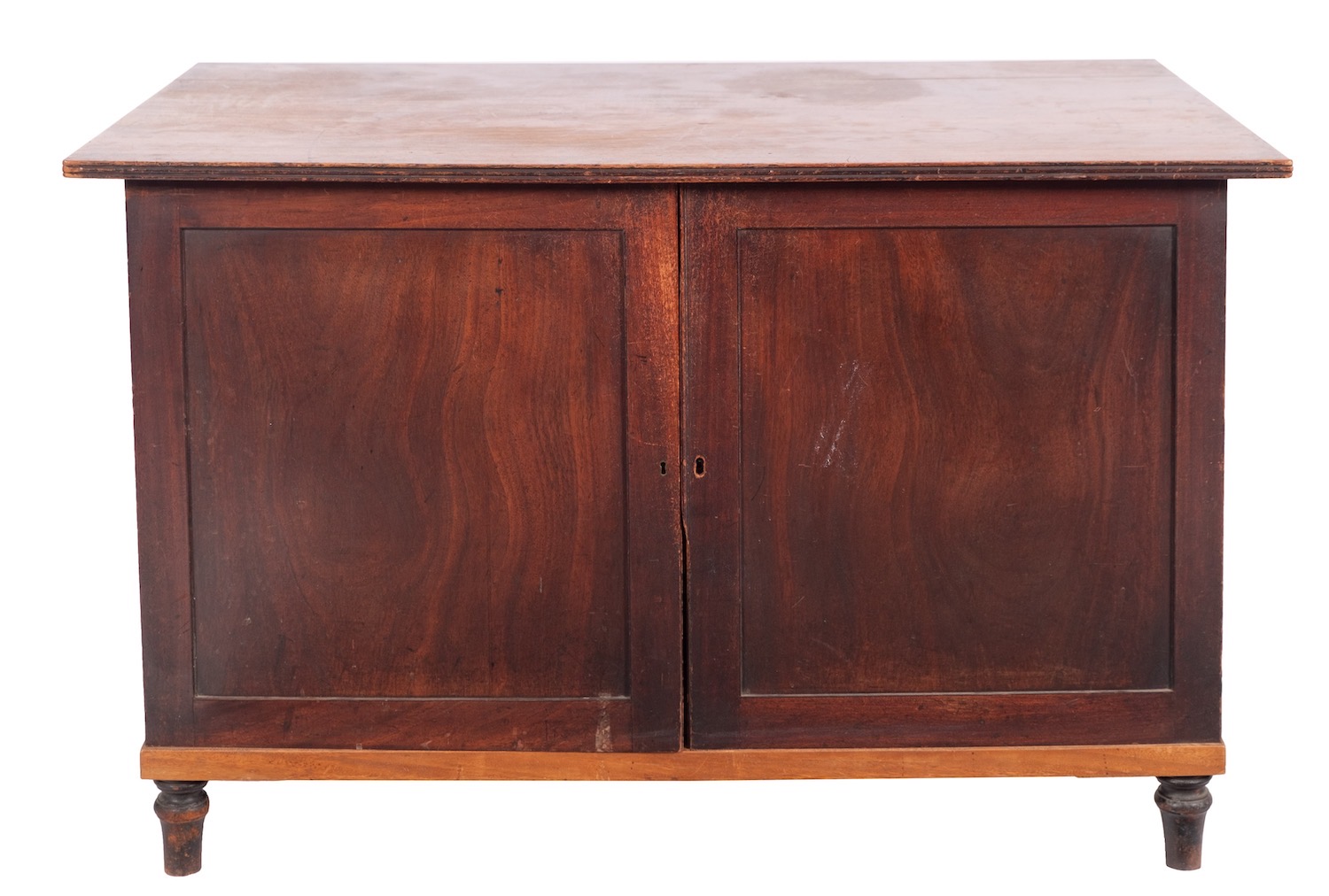 A pair of mahogany hall chests, 19th century and adapted; the tops with reeded edges, - Image 2 of 2