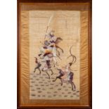 A Chinese silk work panel,