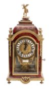 A French Victorian red tortoiseshell and brass boulle bracket clock the eight-day duration movement