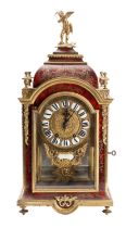 A French Victorian red tortoiseshell and brass boulle bracket clock the eight-day duration movement