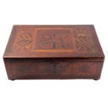 A George III marquetry and parquetry worked mahogany tool box,