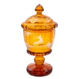 A Bohemian amber flashed goblet and cover,