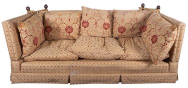 An upholstered three seat Knole sofa,