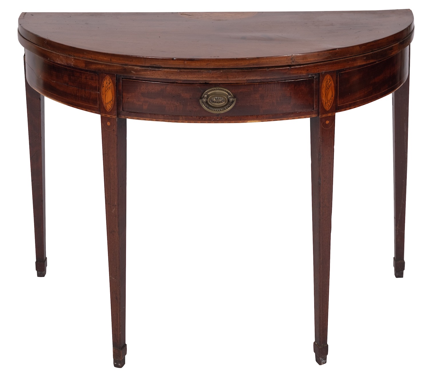 A George III mahogany demi-lune tea table,